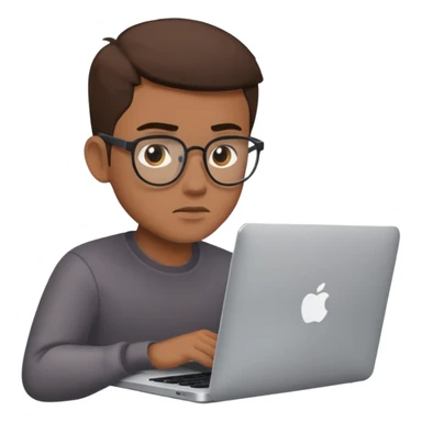 bold guy with macbook sticker