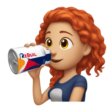 Girl with red hair drinking a redbull  sticker