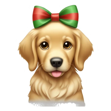 cute golden retriever puppy with two red and green striped bows on its ears sticker