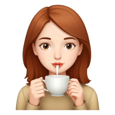 Simple portrait of British girl sipping tea, minimal tea elements, focus on girl's face sticker