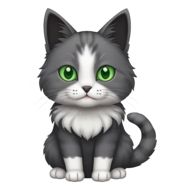 one dark grey and white cat and one completely solid dark grey cat with green eyes and only white paws sticker