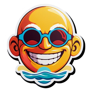 beach vibes with a smile bald sticker
