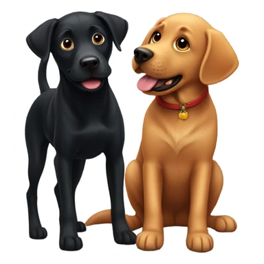 Red lab playing with black dog sticker