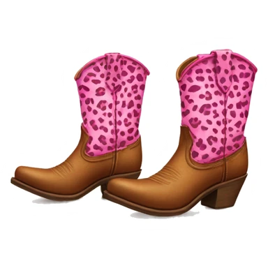 Realistic pair of isolated leather cowgirl boots with pink leopard print hearts on them. sticker