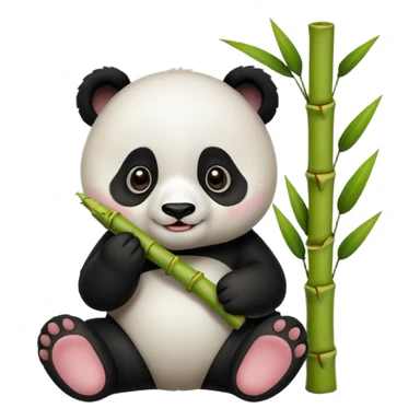 baby panda eating bamboo sticker