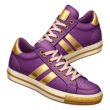Realistic, Trendy style, detailed, womens, sneaker. In plum color scheme, with gold elements  sticker