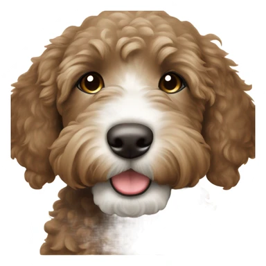 Dark brown goldendoodle puppy white near nose and white spot on top of head sticker