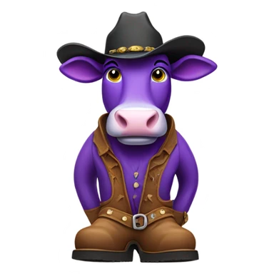 Purple cow wearing cowboy boots sticker