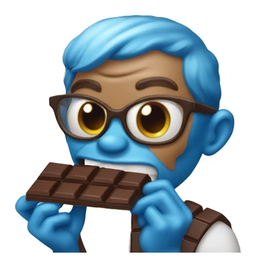 Smurph eating chocolate sticker