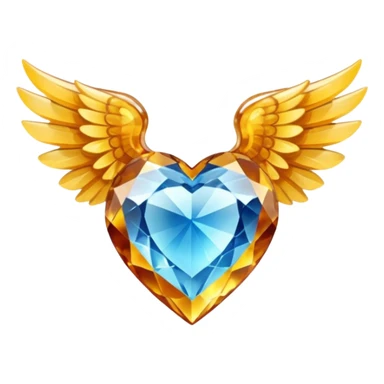 Topaz crystal heart with wings sticker