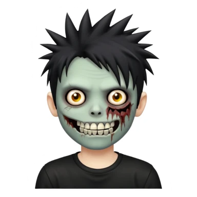 zombie emo boy with spiky hair and grillz with a black shirt sticker