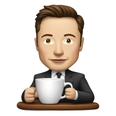 elon musk with a cupof tea sticker