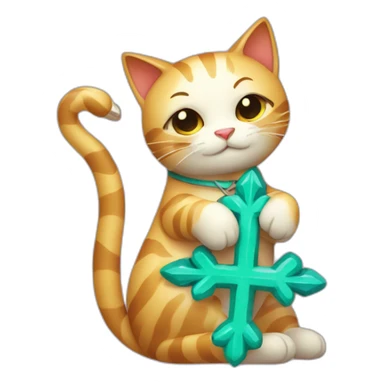 Chinese cat hugging Caduceus sticker