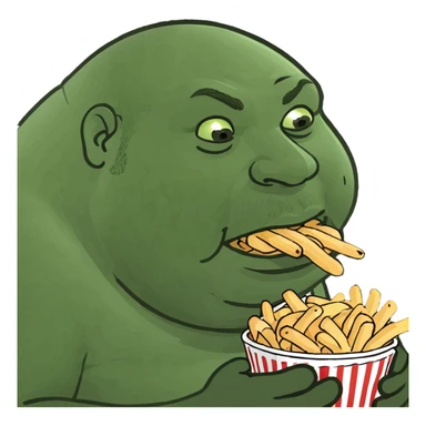 a fat guy eating sticker
