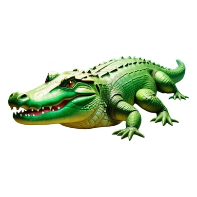 cinematic-crocodile-realistic-full-body-lounging-emoji,-massive-scaled-body-partially-submerged-in-shallow-water,-head-tilted-dramatically,-rough-green-and-brown-hide-textured-with-deep-ridges,-simplified-yet-realistic-focused-features,-highly-detailed,-glowing-with-an-almost-sarcastic-glow sticker