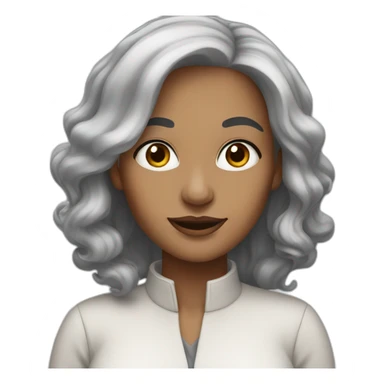 Woman at 40s, grey hair, big black eyes sticker
