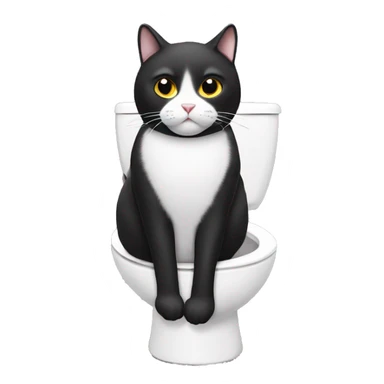 Fat Tuxedo cat on toilet  sticker