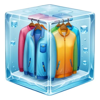 mixed closet inside a large ice cube sticker