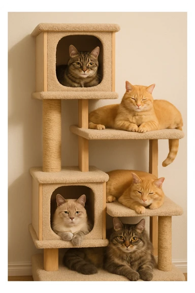 cats relaxing in a vertical playhouse sticker