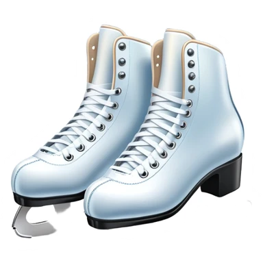 An icon featuring a pair of elegant figure skates standing on the smooth ice of a rink, with sparkling ice beneath them. The background shows a grand ice arena with bright lights and empty stands, highlighting the beauty and grace of figure skating. Transparent background. sticker