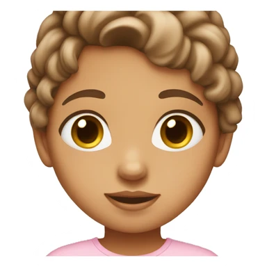Girl with tan skin brown hair brown eyes and wearing a baby pink shirt  sticker
