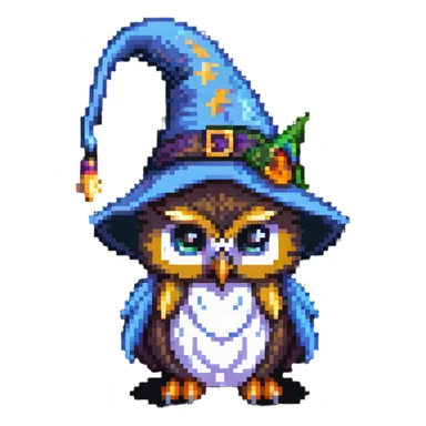 Owl with a wizard hat sticker