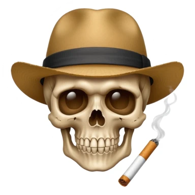 Skull , hat , cigarette  sticker