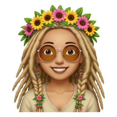 Woman with dreadlocks, round sunglasses, and flower crown.


























 sticker