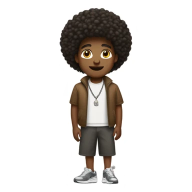 Brown male, dark big afro ,necklace,Nike shoes  sticker