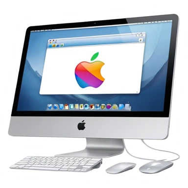 an Apple iMac that is showing a website sticker