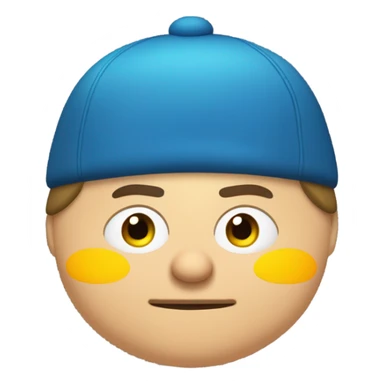 eric cartman (fat boy with white skin tone, blue and yellow poofball hat, red jacket, oval eyes, no nose and smile with teeth) sticker