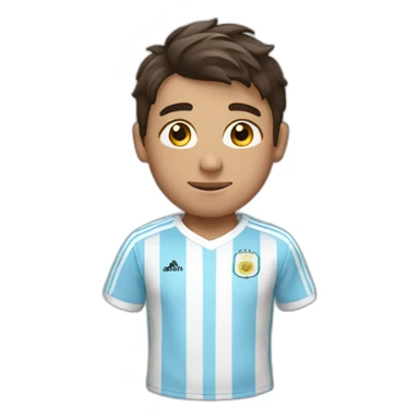A boy in an Argentinian shirt sticker