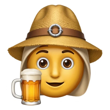 Erstelle das WhatsApp Emoji "zwinkerndes Gesicht" mit Bierkrug und Hut sticker