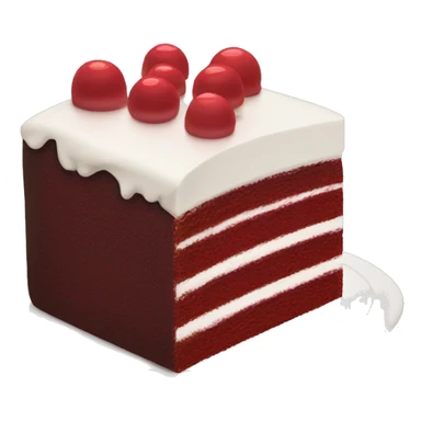 Dark red cake cake slice with white frosting layers dollops of frosting on top  sticker