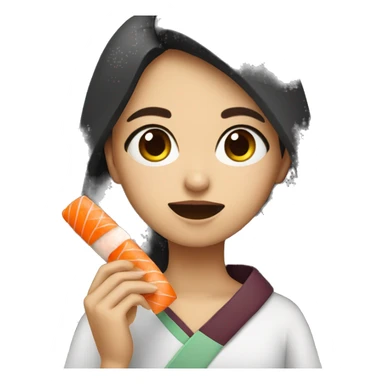 girl eats sushi sticker