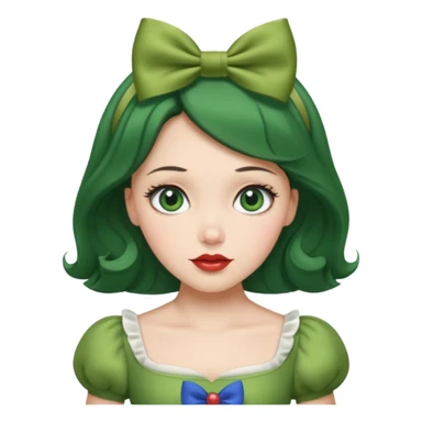 snow white with green dress hair bow and green eyes sticker