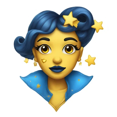 Blue lips with yellow highlights, theme stars, magical, kiss, 💋  sticker