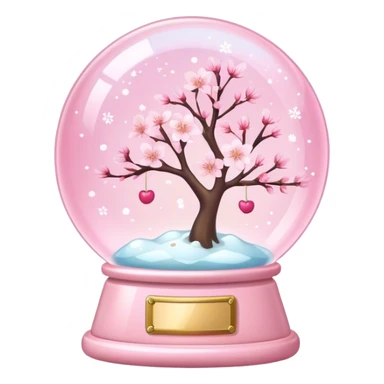 Pastel pink snow globe，Cherry blossom，flash sticker