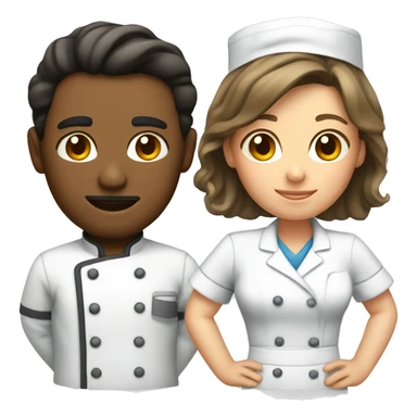 Lovers: a male chef and a female nurse sticker