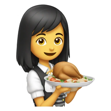 Galinha preta comendo milho sticker