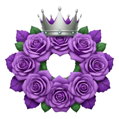 Purple rose with silver crown and a leaf wreath sticker