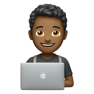 happy young developer with a macbook sticker