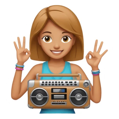 woman holding boombox sticker