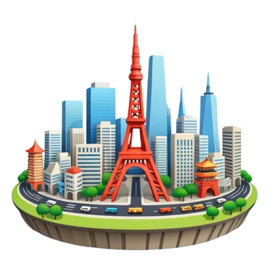 create a new city scape using Tokyo and San Francisco monuments  sticker