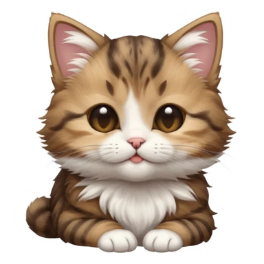 dark brown tabby and white kitten in funny positions with eyes closed sticker
