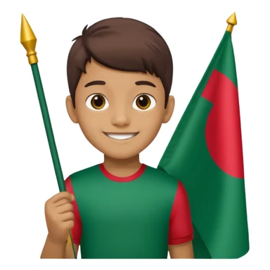 A boy is standing with the flag of Bangladesh 🇧🇩 sticker