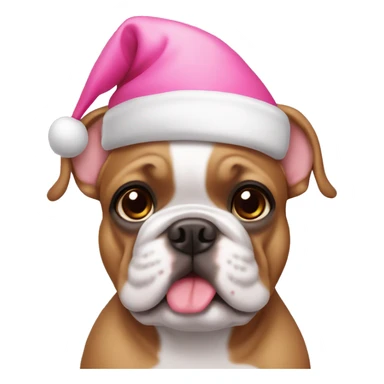Frenchie Brown wearing Pink santa hat sticker
