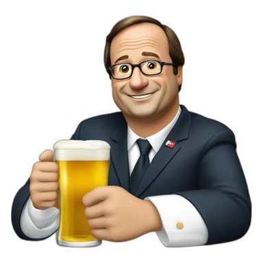 Français Hollande avec une bière à la main  sticker