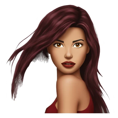 Adriana lima in 90s long dark red hair long dark eyelashes sticker