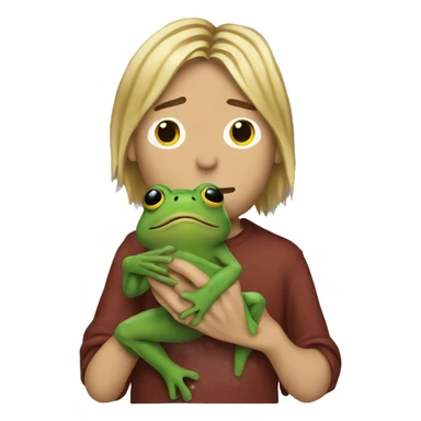 Kurt cobain holding a frog sticker